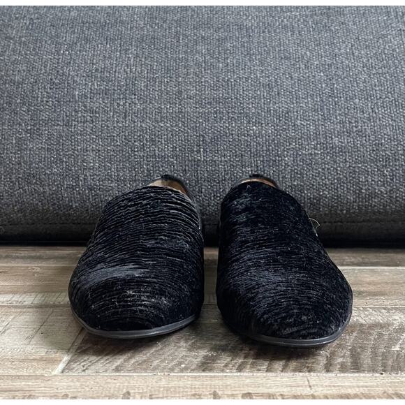 $795 NIB Paul Stuart Black Crushed Velvet Loafers Slip On Dress Shoes US 10.5 D main image 6